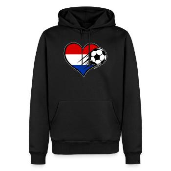 Drapeau des Pays-Bas Fussball_mit_Herz - Sweat à capuche Premium bio Homme - noir - Devant - Nico (187cm)
