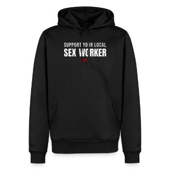 Unterstützen Sie Ihre örtliche Sexarbeiterin – Sexarbeiter-Rechte - Männer Premium Bio Hoodie - Schwarz - Vorne - Nico (187cm)