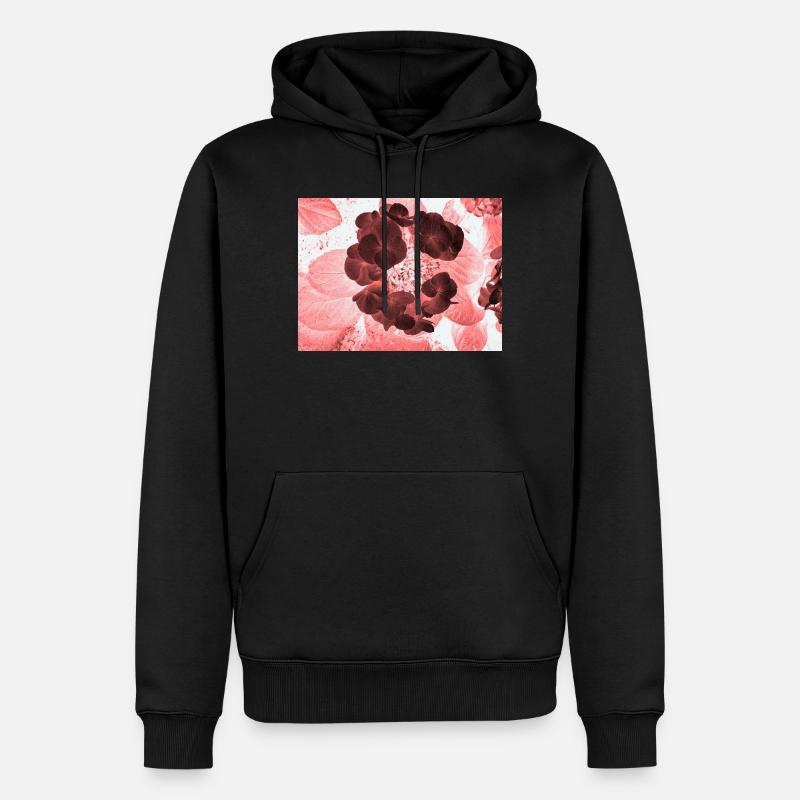 Rote Hydrangea Florales Muster - Männer Premium Bio Hoodie - Schwarz