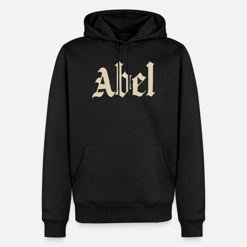Abel Gothic Script - Männer Premium Bio Hoodie - Schwarz