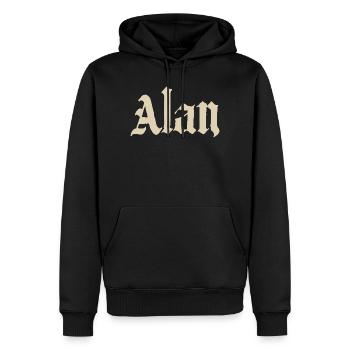 Lettrage Alan Gothic - Sweat à capuche Premium bio Homme - noir - Devant - Nico (187cm)