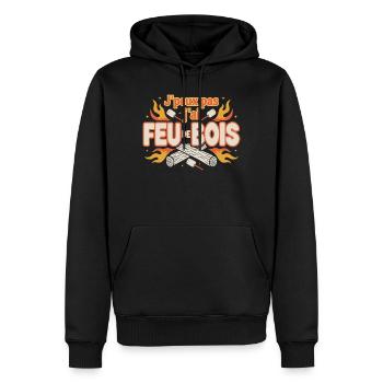 Jpeux pas feu de bois camping - Sweat à capuche Premium bio Homme - noir - Devant - Nico (187cm)