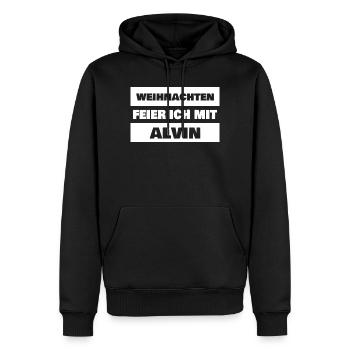 Spruch Alvin - Männer Premium Bio Hoodie - Schwarz - Vorne - Nico (187cm)