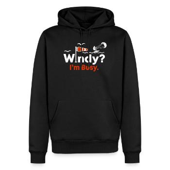 Kitesurf Kiteboard Vent Humour chargé - Sweat à capuche Premium bio Homme - noir - Devant - Nico (187cm)