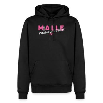 MALLE Promille-Pilot - Männer Premium Bio Hoodie - Schwarz - Vorne - Nico (187cm)