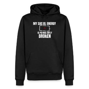 Meine soziale Energie ist dauerhaft kaputt, introvertierter - Männer Premium Bio Hoodie - Schwarz - Vorne - Nico (187cm)
