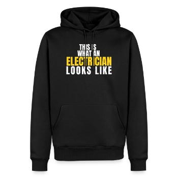 So sieht ein Elektriker aus, lustiges Geschenk - Männer Premium Bio Hoodie - Schwarz - Vorne - Nico (187cm)