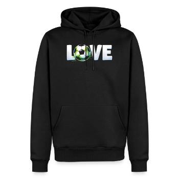 Liebe zum Design von Rundballen im Fußball - Männer Premium Bio Hoodie - Schwarz - Vorne - Nico (187cm)