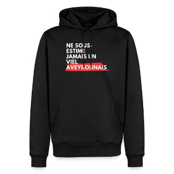 Ne Sous Estime Jamais Un Viel Aveyronnais T-Shi... - Sweat à capuche Premium bio Homme - noir - Devant - Nico (187cm)