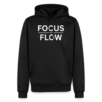 Focus & Flow - Édition Minimaliste - Sweat à capuche Premium bio Homme - noir - Devant - Nico (187cm)