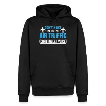 Voix du contrôleur aérien - Sweat à capuche Premium bio Homme - noir - Devant - Nico (187cm)