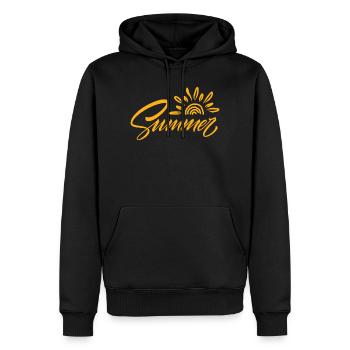 Été Soleil Été - Sweat à capuche Premium bio Homme - noir - Devant - Nico (187cm)