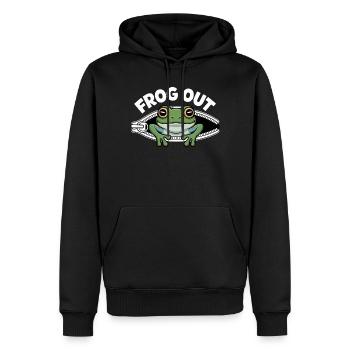 Frosch aus dem Reissverschluss - Männer Premium Bio Hoodie - Schwarz - Vorne - Nico (187cm)