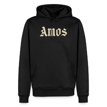 Lettrage gothique d’Amos - Sweat à capuche Premium bio Homme - noir - Devant - Nico (187cm)