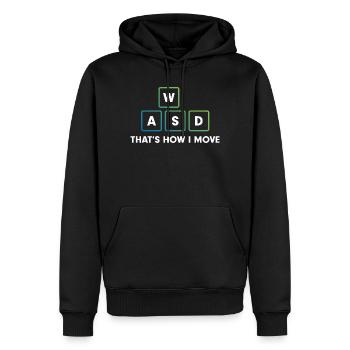 WASD Bewegungskunst - Männer Premium Bio Hoodie - Schwarz - Vorne - Nico (187cm)