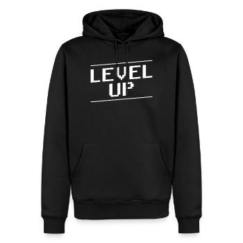 Montez de niveau en disant gamer - Sweat à capuche Premium bio Homme - noir - Devant - Nico (187cm)