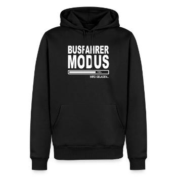 Busfahrer Modus wird geladen - Männer Premium Bio Hoodie - Schwarz - Vorne - Nico (187cm)