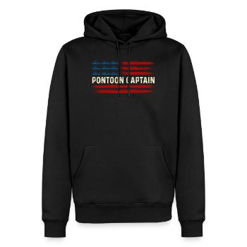 Pontonkapitän Bootssee-Leben - Männer Premium Bio Hoodie - Schwarz - Vorne - Nico (187cm)