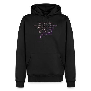 Voltigieren 600 kg Kraft – Pferdesport Geschenk - Männer Premium Bio Hoodie - Schwarz - Vorne - Nico (187cm)