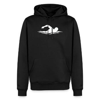 Schwimmer-Silhouette im Wasser - Männer Premium Bio Hoodie - Schwarz - Vorne - Nico (187cm)