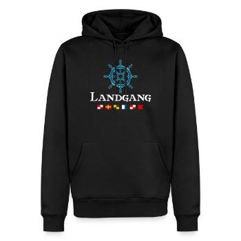 Landgang Maritimes Segler Steuerrad Design - Männer Premium Bio Hoodie - Schwarz - Vorne - Nico (187cm)