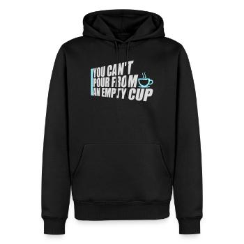 On ne peut pas verser dans un gobelet vide Soins personnels - Sweat à capuche Premium bio Homme - noir - Devant - Nico (187cm)