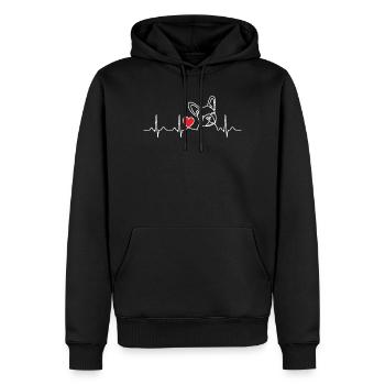 Französischer Bulldoggenherzschlag Frenchie Lover Geschenk - Männer Premium Bio Hoodie - Schwarz - Vorne - Nico (187cm)