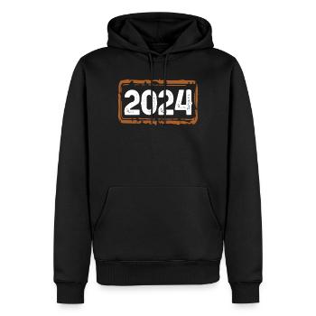 Année 2024 - Sweat à capuche Premium bio Homme - noir - Devant - Nico (187cm)
