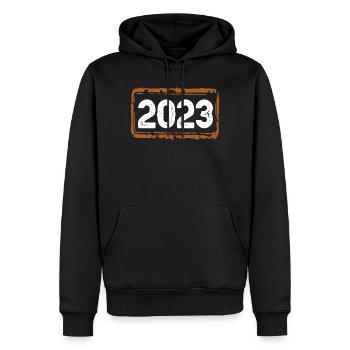 Année 2023 - Sweat à capuche Premium bio Homme - noir - Devant - Nico (187cm)