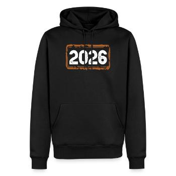 Année 2026 - Sweat à capuche Premium bio Homme - noir - Devant - Nico (187cm)