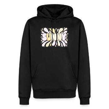 Sunny Splash Pastel Letters - Men’s Premium Organic Hoodie - black - Front - Nico (187cm)
