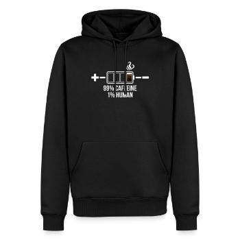 99% Caffeine 1% Human Battery Theme - Men’s Premium Organic Hoodie - black - Front - Nico (187cm)