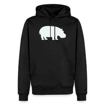 Silhouette de l’hippopotame bleu - Sweat à capuche Premium bio Homme - noir - Devant - Nico (187cm)