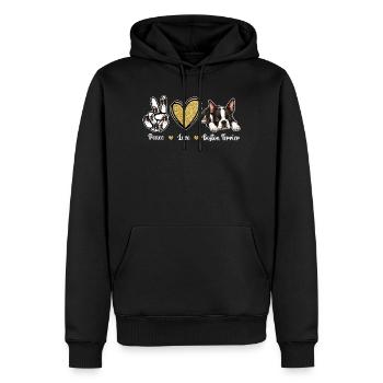 Peace Love Boston Terrier Maman Rétro de Chien - Sweat à capuche Premium bio Homme - noir - Devant - Nico (187cm)