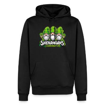 Coordinateur des Manigances Gnome de jardin - Sweat à capuche Premium bio Homme - noir - Devant - Nico (187cm)
