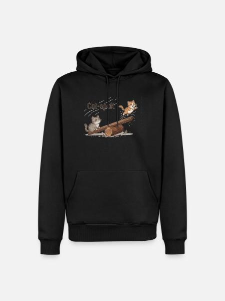 Aventure du Chat Catapulte - Sweat à capuche Premium bio Homme - noir