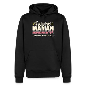 Future Maman Chargement En Cours Grossesse - Sweat à capuche Premium bio Homme - noir - Devant - Nico (187cm)