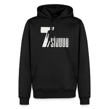 Silhouette du football, Siuuuuu - Sweat à capuche Premium bio Homme - noir - Devant - Nico (187cm)