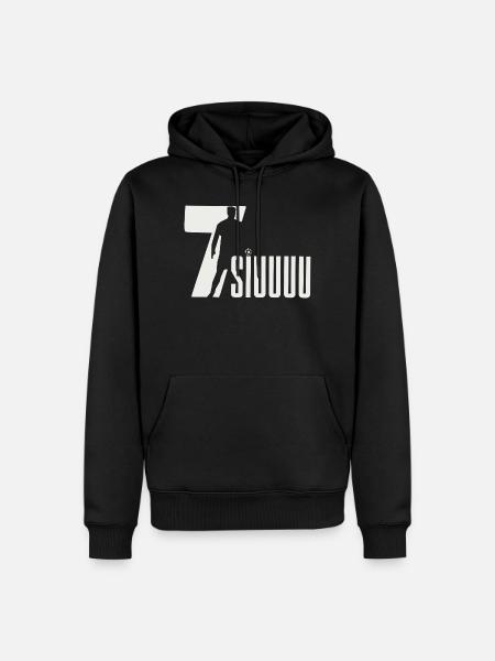 Fußball-Silhouette, Siuuuuu - Männer Premium Bio Hoodie - Schwarz