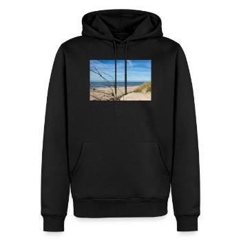 Idylle de la mer du Nord danoise : plage de Søndervig - Sweat à capuche Premium bio Homme - noir - Devant - Nico (187cm)