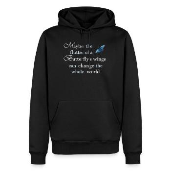 Le battement d’ailes du papillon change le monde - Sweat à capuche Premium bio Homme - noir - Devant - Nico (187cm)