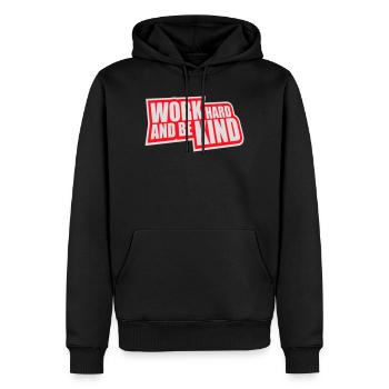 Travailler dur et être gentil Diligence inspirante Logo de la gentillesse - Sweat à capuche Premium bio Homme - noir - Devant - Nico (187cm)
