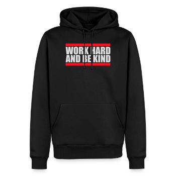 Travailler dur et être gentil Diligence inspirante Logo de la gentillesse - Sweat à capuche Premium bio Homme - noir - Devant - Nico (187cm)