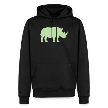 Silhouette de rhinocéros vert pastel - Sweat à capuche Premium bio Homme - noir - Devant - Nico (187cm)
