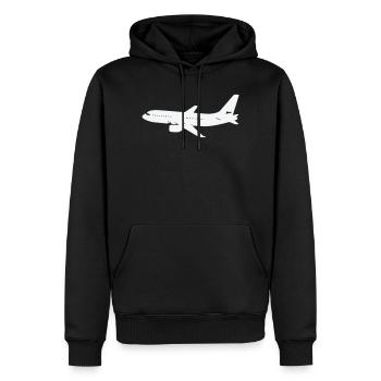 Silhouette d’avion sur fond blanc - Sweat à capuche Premium bio Homme - noir - Devant - Nico (187cm)