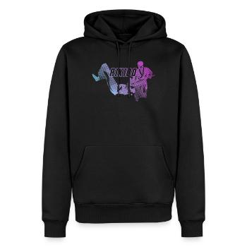 Silhouette dynamique des femmes d’aïkido Nage No Jo - Sweat à capuche Premium bio Homme - noir - Devant - Nico (187cm)