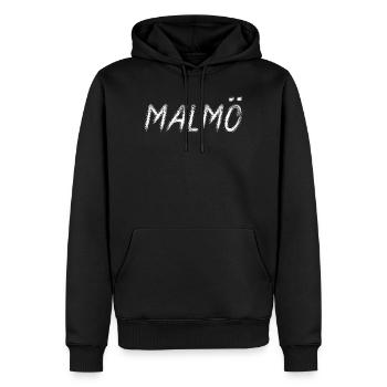 Malmö Sweden Style Grunge White Brush - Männer Premium Bio Hoodie - Schwarz - Vorne - Nico (187cm)