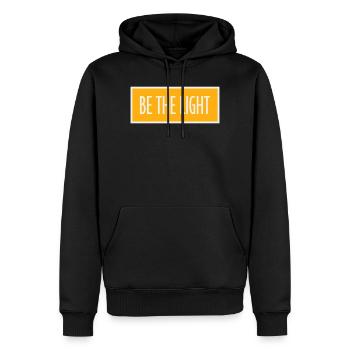 Be The Light Motivational Positivity Saying Logo - Men’s Premium Organic Hoodie - black - Front - Nico (187cm)
