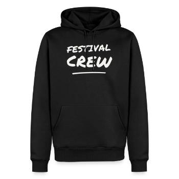 Festival Crew Brush Lettering Team Staff Event - Men’s Premium Organic Hoodie - black - Front - Nico (187cm)