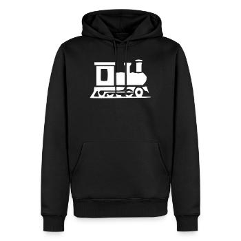 Cadeau de voyage en train pour voyager en train - Sweat à capuche Premium bio Homme - noir - Devant - Nico (187cm)